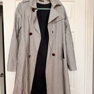 Women’s Black & White Striped Trench Coat
